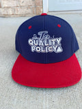 CUSTOM EMBROIDERED HAT — Navy Blue / Crimson Red Brim